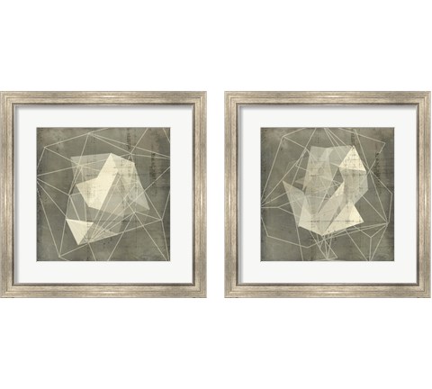 Geomolecule Blueprint 2 Piece Framed Art Print Set by Jennifer Goldberger