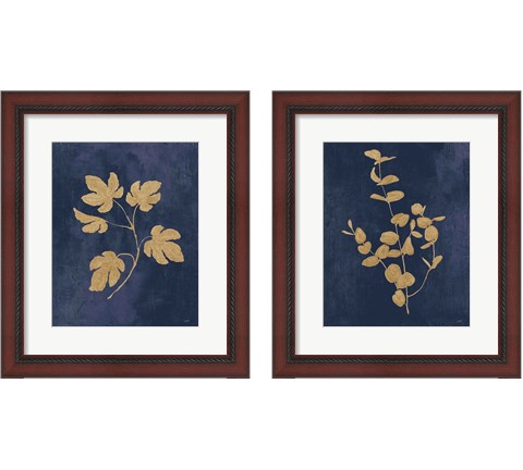 Botanical Study Gold Navy2 Piece Framed Art Print Set by Julia Purinton