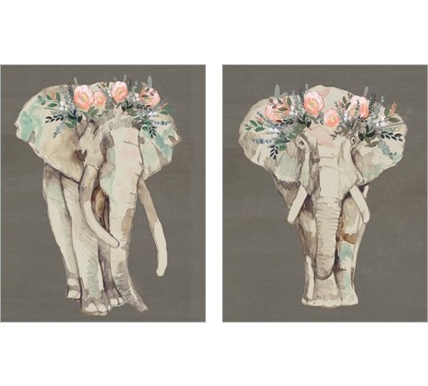 Flower Crown Elephant 2 Piece Art Print Set by Jennifer Goldberger