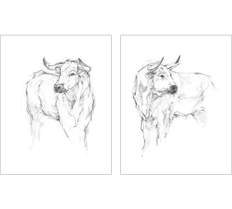 Bull Study 2 Piece Art Print Set by Ethan Harper