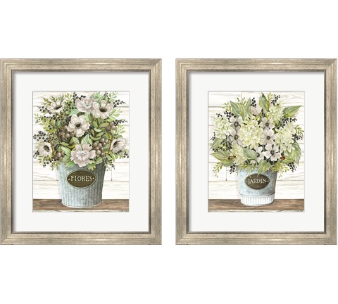Flores Galvanized Bucket 2 Piece Framed Art Print Set by Cindy Jacobs