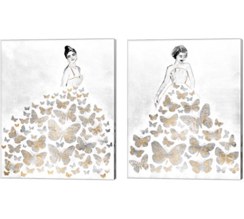 Fluttering Gown 2 Piece Canvas Print Set by Annie Warren