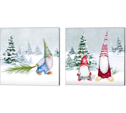 Gnomes on Winter Holiday 2 Piece Canvas Print Set by Janice Gaynor