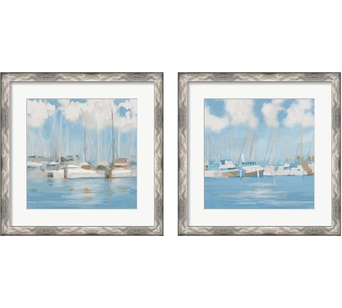 Golf Harbor Boats 2 Piece Framed Art Print Set by Dan Meneely