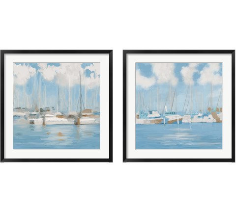 Golf Harbor Boats 2 Piece Framed Art Print Set by Dan Meneely