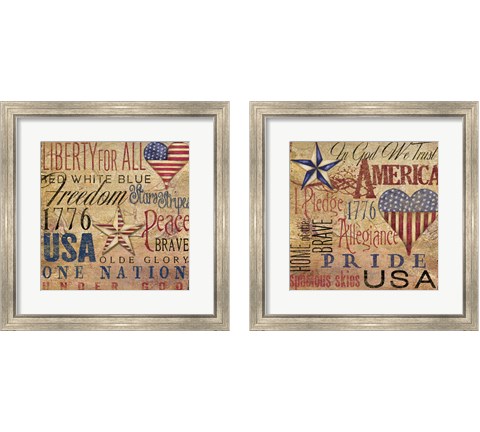 America Typography 2 Piece Framed Art Print Set by Elizabeth Medley