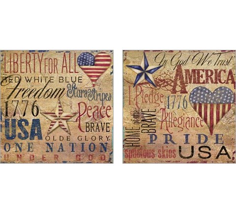 America Typography 2 Piece Art Print Set by Elizabeth Medley