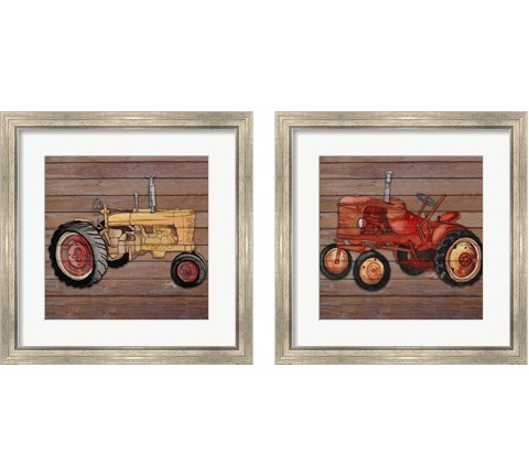 Tractor on Wood 2 Piece Framed Art Print Set by Elizabeth Medley