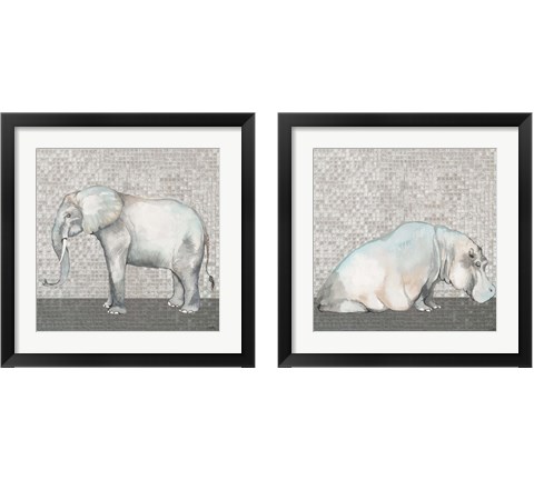 Introspective Hippo & Elephant 2 Piece Framed Art Print Set by Elizabeth Medley