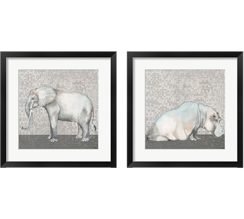 Introspective Hippo & Elephant 2 Piece Framed Art Print Set by Elizabeth Medley