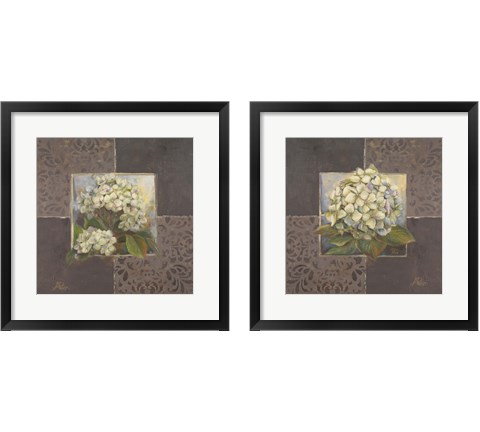 Hydrangeas on Brown 2 Piece Framed Art Print Set by Patricia Pinto