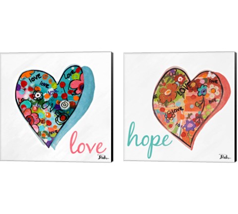 Hearts of Love & Hope 2 Piece Canvas Print Set by Patricia Pinto