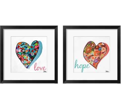 Hearts of Love & Hope 2 Piece Framed Art Print Set by Patricia Pinto