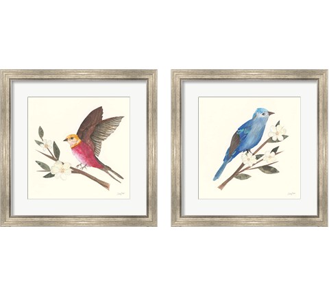 Birds and Blossoms 2 Piece Framed Art Print Set by Courtney Prahl