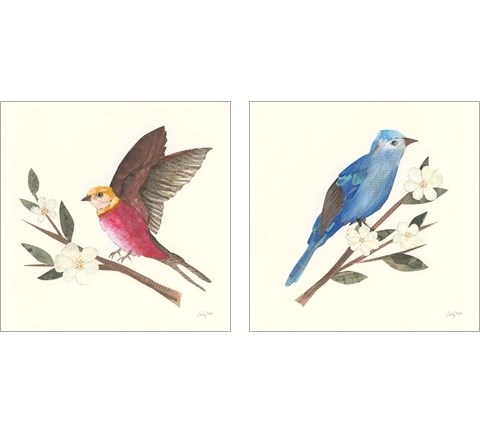 Birds and Blossoms 2 Piece Art Print Set by Courtney Prahl