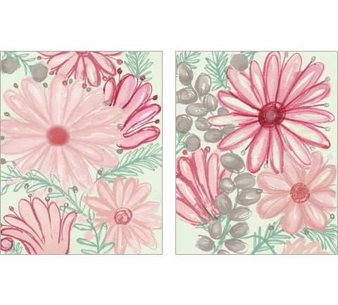 Color Burst Blooms 2 Piece Art Print Set by Elizabeth Medley
