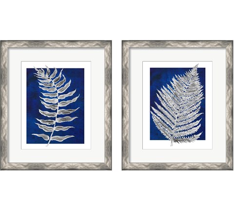 Blue Fern in White Border 2 Piece Framed Art Print Set by Elizabeth Medley