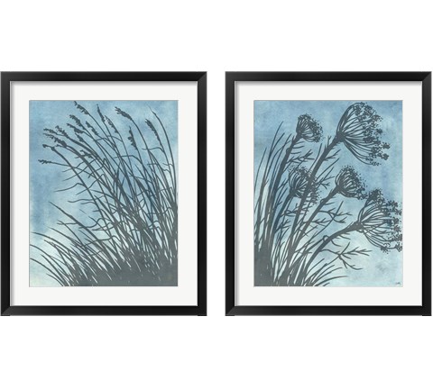 Tall Grasses on Blue 2 Piece Framed Art Print Set by Elizabeth Medley