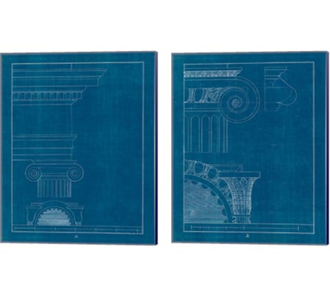 Architectural Columns Blueprint 2 Piece Canvas Print Set by Wild Apple Portfolio