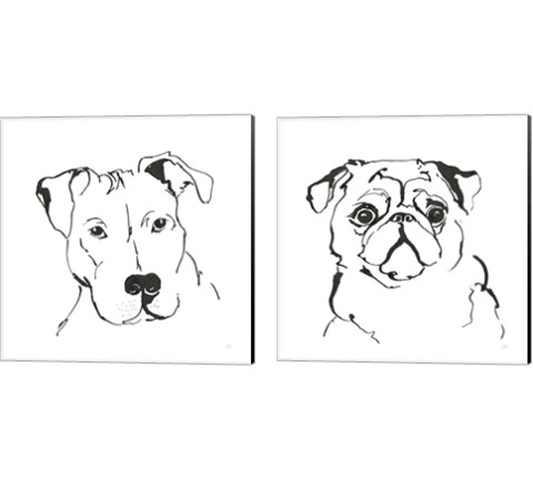 Line Dog 2 Piece Canvas Print Set by Chris Paschke