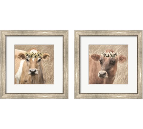 Floral Cow 2 Piece Framed Art Print Set by Lori Deiter