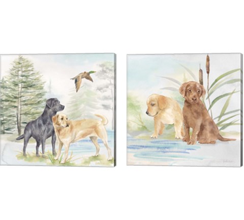 Woodland Dogs 2 Piece Canvas Print Set by Cynthia Coulter