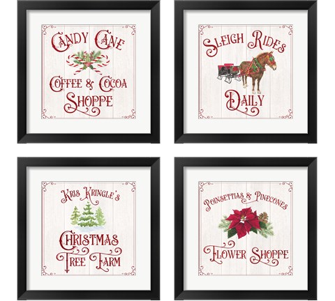 Vintage Christmas Signs 4 Piece Framed Art Print Set by Tara Reed