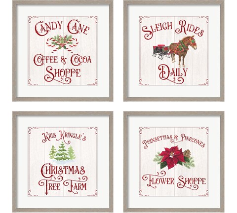 Vintage Christmas Signs 4 Piece Framed Art Print Set by Tara Reed
