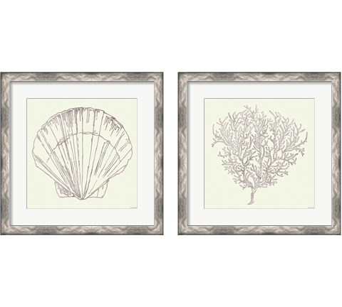 Coastal Breeze Sketches Silver 2 Piece Framed Art Print Set by Anne Tavoletti