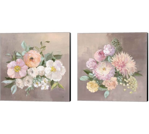 Pale Floral Spray 2 Piece Canvas Print Set by Julia Purinton