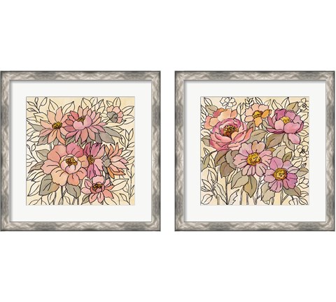 Spring Lace Floral Pink 2 Piece Framed Art Print Set by Silvia Vassileva