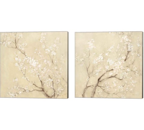 White Cherry Blossoms 2 Piece Canvas Print Set by Danhui Nai