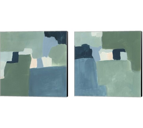 Teal and Sage 2 Piece Canvas Print Set by Victoria Barnes