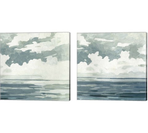 Textured Blue Seascape 2 Piece Canvas Print Set by Emma Caroline