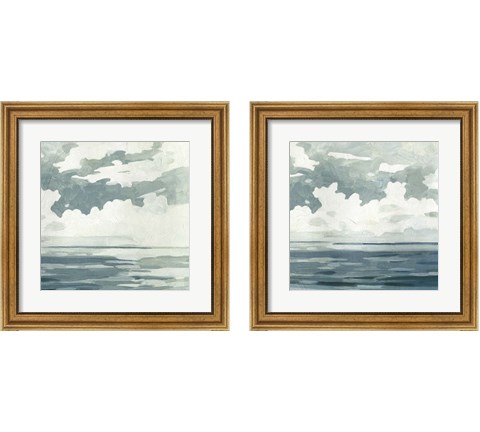 Textured Blue Seascape 2 Piece Framed Art Print Set by Emma Caroline