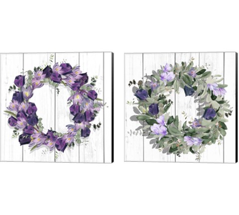 Purple Tulip Wreath 2 Piece Canvas Print Set by Jennifer Parker
