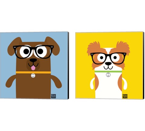 Bow Wow Dogs 2 Piece Canvas Print Set by Todd Art