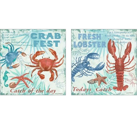 Crab Fest 2 Piece Art Print Set by Anita Phillips