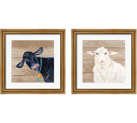 Farm Animal 2 Piece Framed Art Print Set by Molly Susan Strong