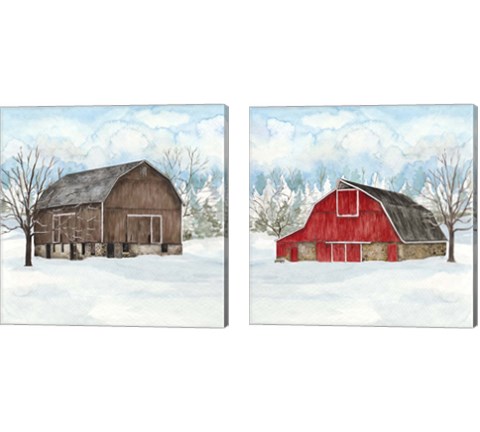 Winter Barn Quilt 2 Piece Canvas Print Set by Tara Reed