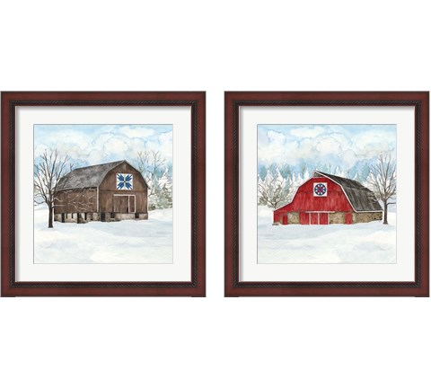 Winter Barn Quilt 2 Piece Framed Art Print Set by Tara Reed