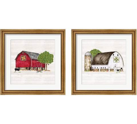 Spring & Summer Barn Quilt 2 Piece Framed Art Print Set by Tara Reed