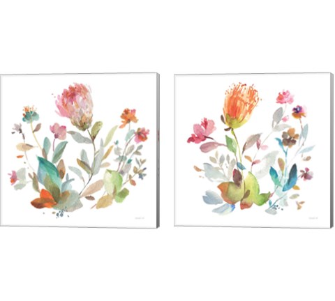 Circle Full of Flowers 2 Piece Canvas Print Set by Danhui Nai