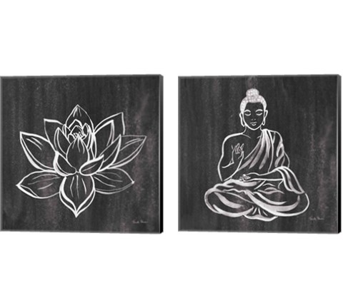 Buddha Gray 2 Piece Canvas Print Set by Farida Zaman