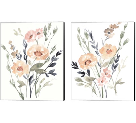 Peach & Paynes Bouquet 2 Piece Canvas Print Set by Jennifer Goldberger