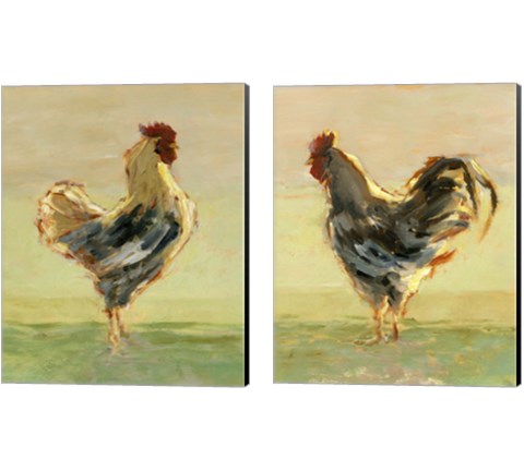 Sunlit Rooster 2 Piece Canvas Print Set by Ethan Harper