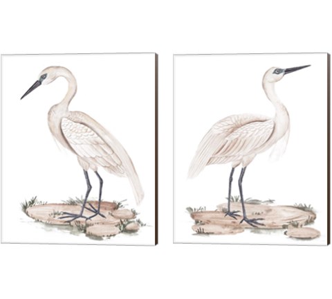 A White Heron 2 Piece Canvas Print Set by Melissa Wang
