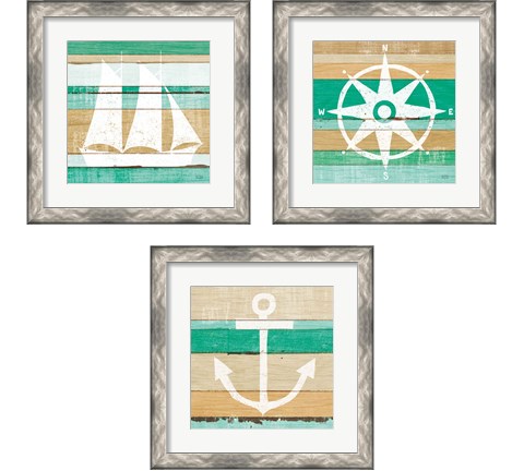 Beachscape Green 3 Piece Framed Art Print Set by Michael Mullan