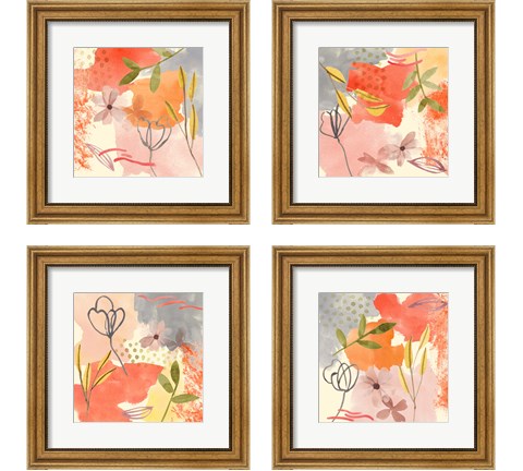 Flower Shimmer  4 Piece Framed Art Print Set by Melissa Wang