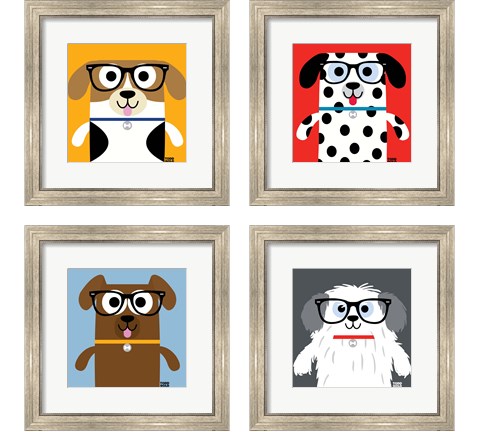 Bow Wow Dogs 4 Piece Framed Art Print Set by Todd Art